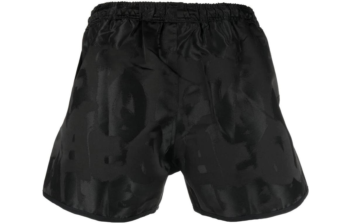 Lookbook Alexander McQueen Seluar Pendek Kasual Hitam Logo Cetak Pinggang Elastik 726554-4405Q-1078