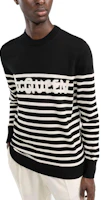 Purchase Alexander McQueen 黑色條紋長袖圓領Logo毛衣 705940-Q1GBM-1001
