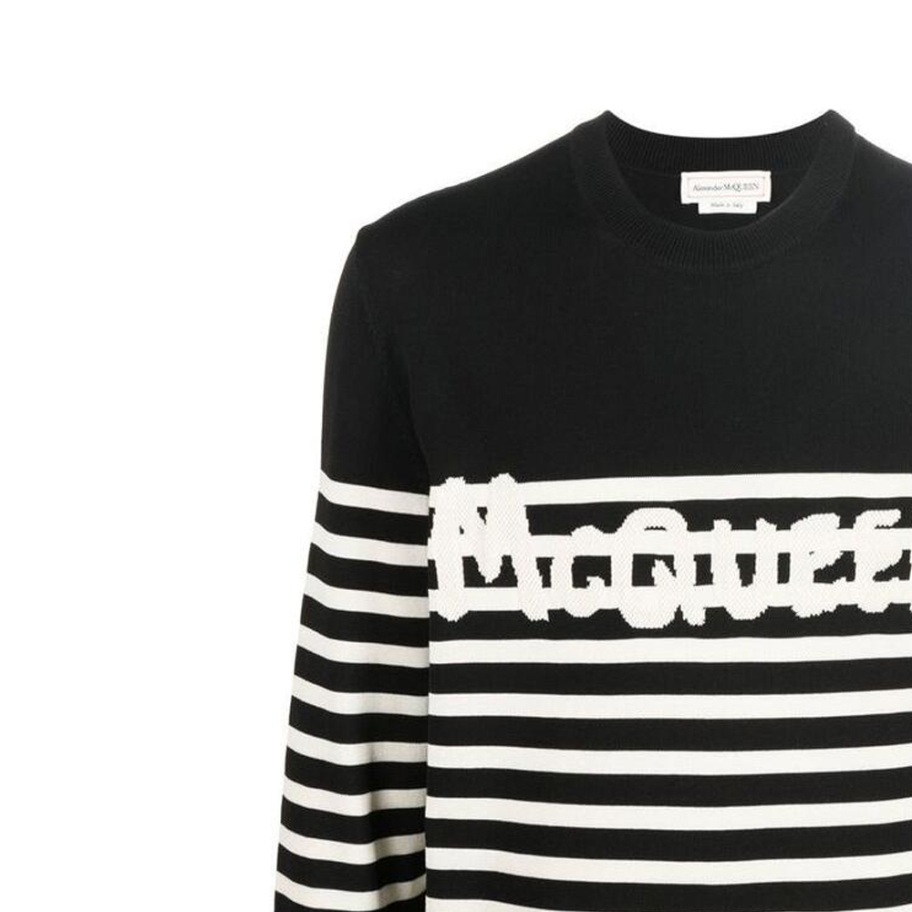 Details for Alexander McQueen Sweater Lengan Panjang Hitam Berlogo Garis 705940-Q1GBM-1001
