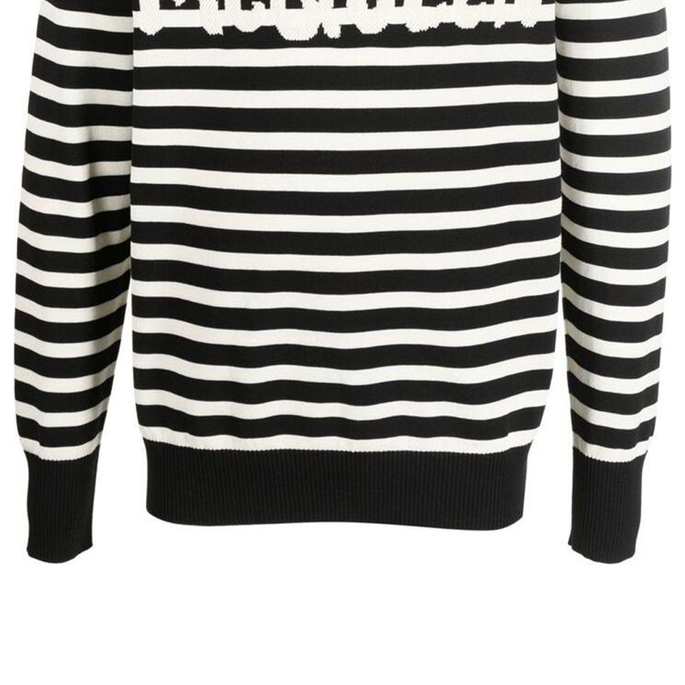 Sizing Alexander McQueen Sweater Lengan Panjang Hitam Berlogo Garis 705940-Q1GBM-1001