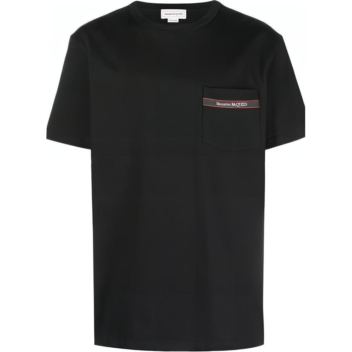 Alexander McQueen  Black Plain Pocket Crew Neck Short Sleeve T-Shirt 750660-QVX06-1000
