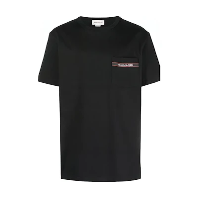 Alexander McQueen Black Plain Pocket Crew Neck Short Sleeve T-Shirt 750660-QVX06-1000