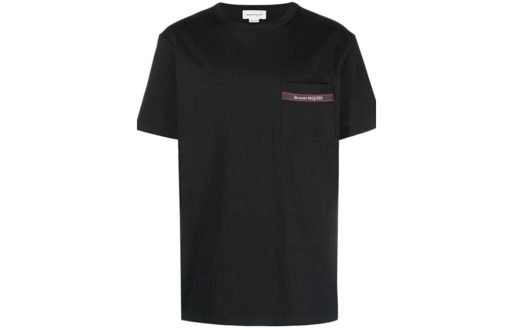 Alexander McQueen  Black Plain Pocket Crew Neck Short Sleeve T-Shirt 750660-QVX06-1000 圖 2