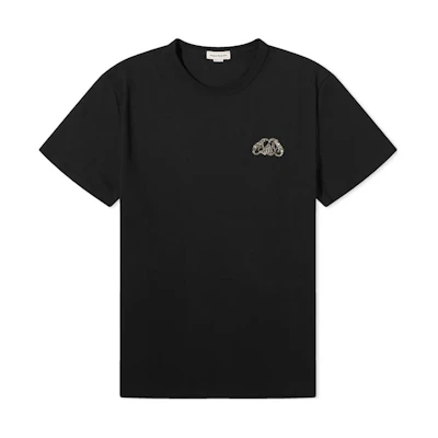 Alexander McQueen Black Short Sleeve T-Shirt with Logo Crest. 776280-QXAAB-1000