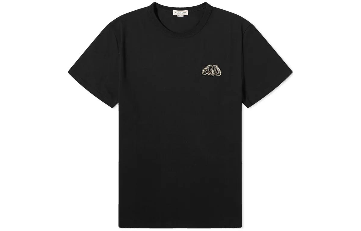 Alexander McQueen  Black Short Sleeve T-Shirt with Logo Crest. 776280-QXAAB-1000 圖 2
