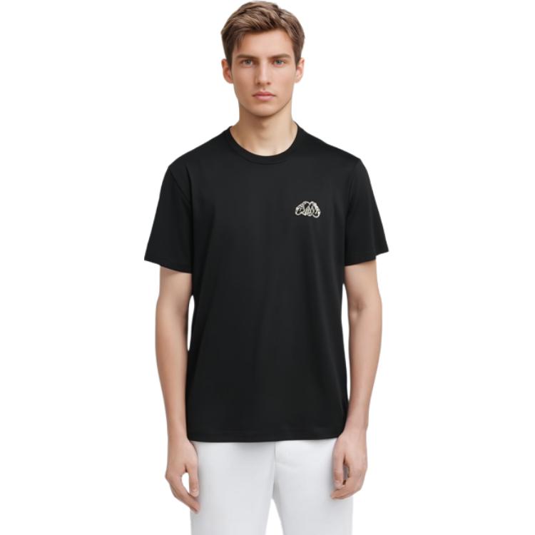 Alexander McQueen  Black Short Sleeve T-Shirt with Logo Crest. 776280-QXAAB-1000 圖 3