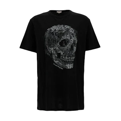 Alexander McQueen Black Skull Graphic Crewneck T-Shirt. 776288-QTAAH-0520