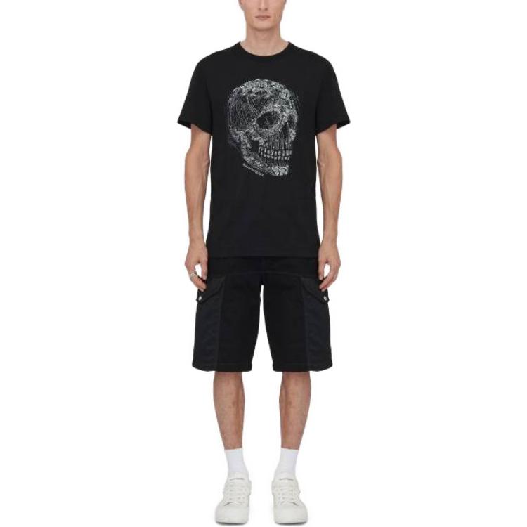 Lookbook 알렉산더 맥퀸 블랙 스컬 그래픽 크루넥 티셔츠. 776288-QTAAH-0520