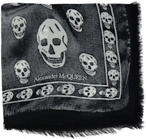Alexander McQueen Black Skull Modal Wool Scarf 7924394418Q1077 Alexander McQueen Black Skull Modal Wool Scarf 7924394418Q1077