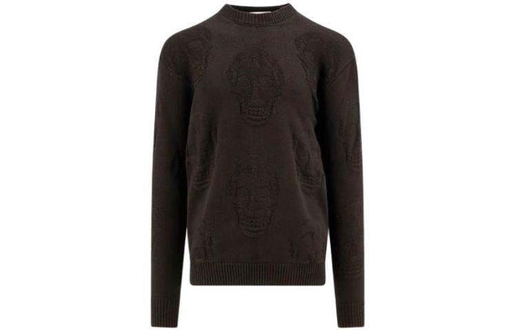 Order 亚历山大麦昆 黑色骷髅印花长袖针织套头毛衣 775862-Q1A71-1000