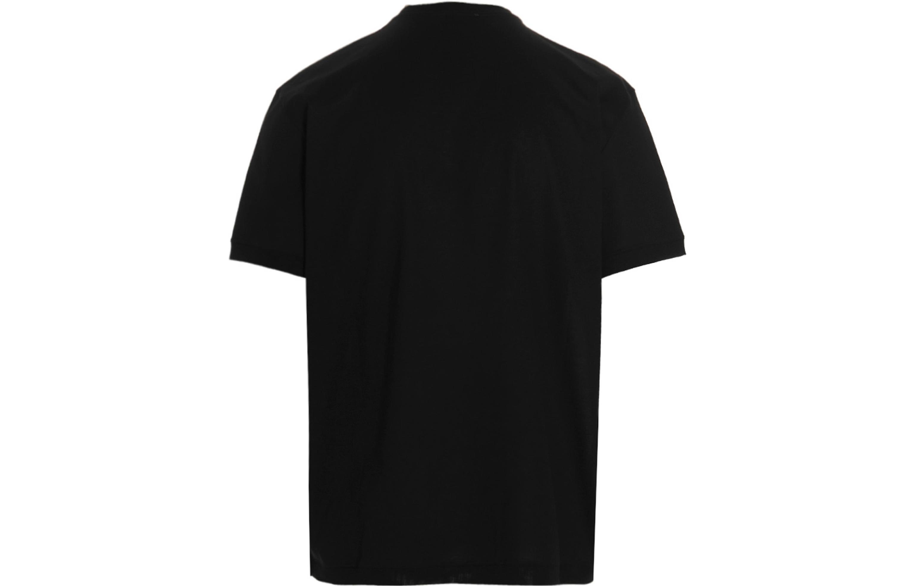 Lookbook Alexander McQueen  Black Solid Logo Embroidered Crew Neck T-Shirt. 682868-QTX89-1000