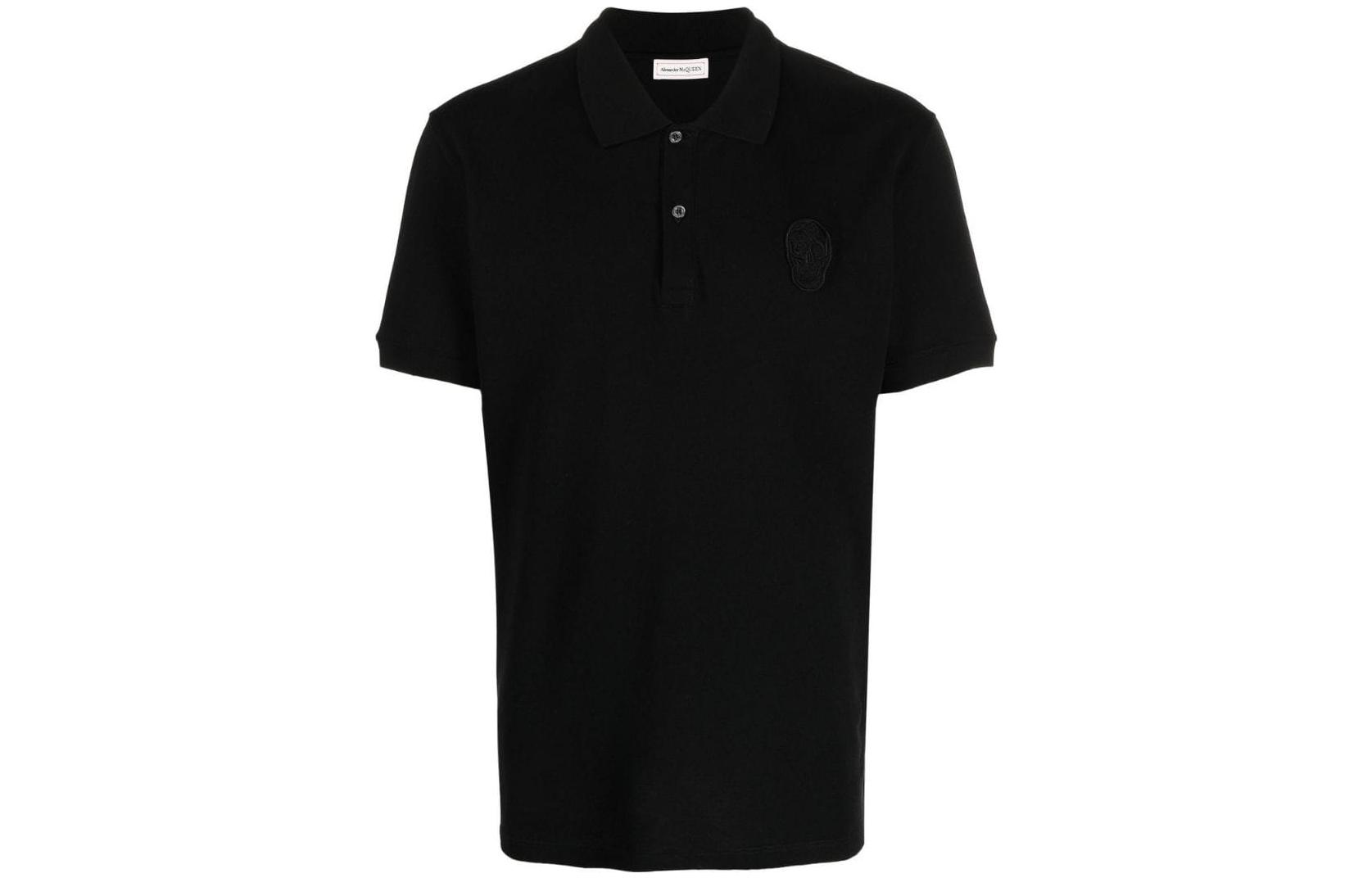 Order Alexander McQueen Baju Polo Logo Solid Hitam. 727290-QUX33-1000