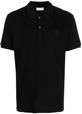 Alexander McQueen Black Solid Logo Polo Shirt. 727290-QUX33-1000 Order Alexander McQueen Black Solid Logo Polo Shirt. 727290-QUX33-1000