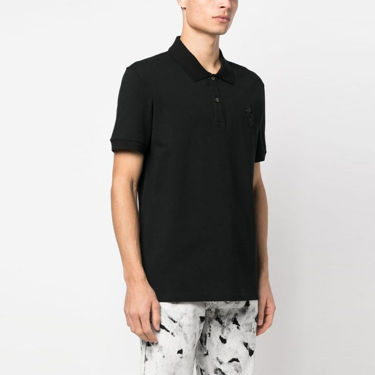 Purchase Alexander McQueen Baju Polo Logo Solid Hitam. 727290-QUX33-1000