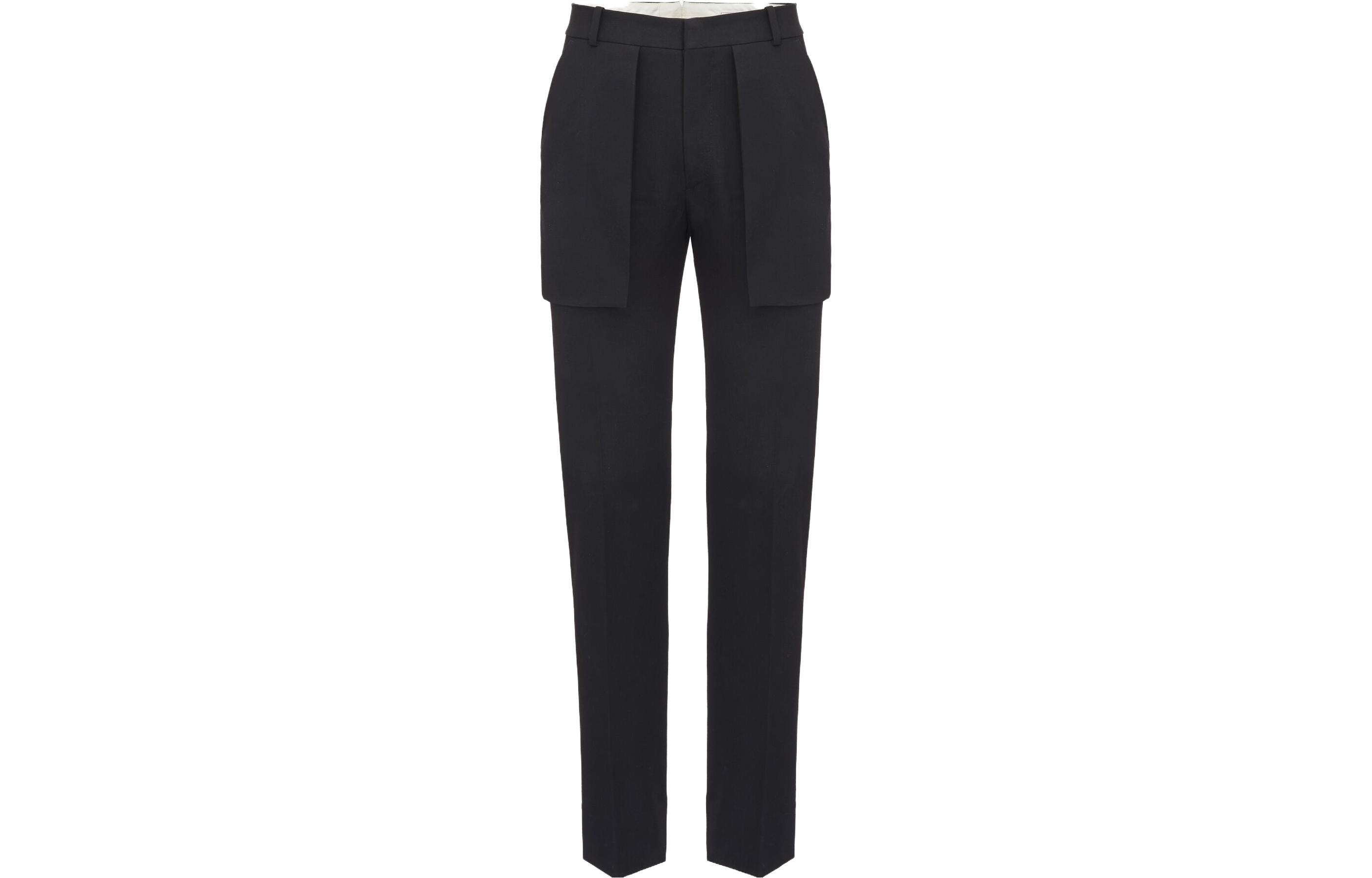 Alexander McQueen  Black Solid Mid-Rise Straight-Leg Casual Pants 741220-QVV21-1000