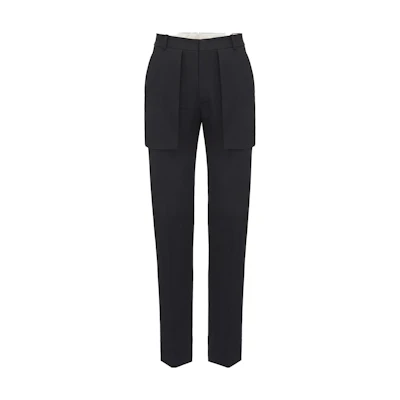 Alexander McQueen Black Solid Mid-Rise Straight-Leg Casual Pants 741220-QVV21-1000