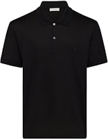Alexander McQueen Black Solid Ribbed Short-Sleeve Polo Shirt. 776379-QXAAJ-1000 Alexander McQueen Black Solid Ribbed Short-Sleeve Polo Shirt. 776379-QXAAJ-1000