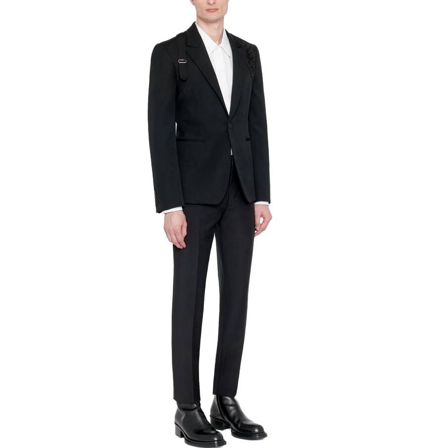 Purchase Alexander McQueen Pantalones Casuales Negros Ajustados y Entallados 749714-QVU91-1000