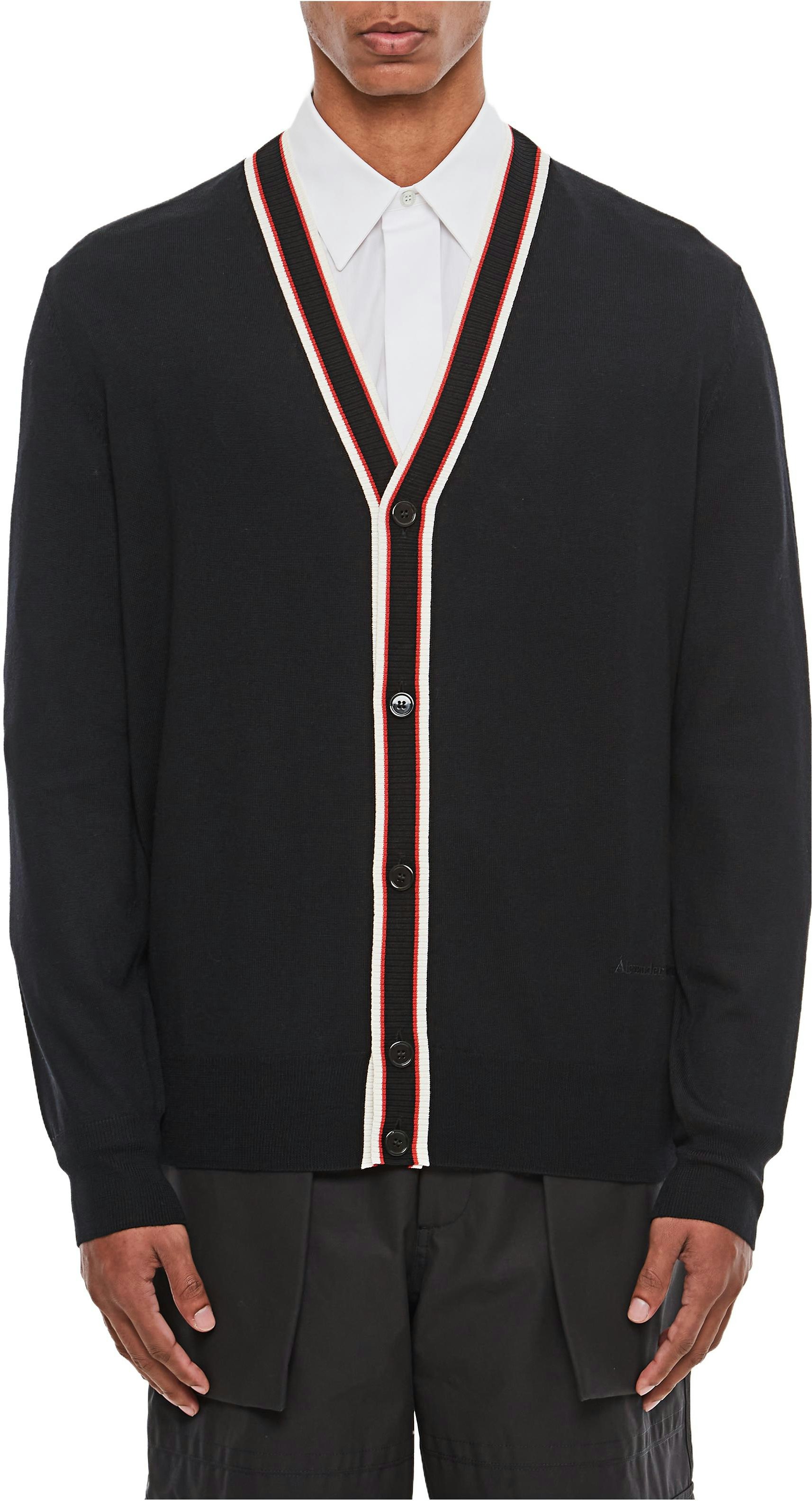 alexander-mc-queen-black-stripe-v-neck-cardigan-sweater-casual-long-sleeve-752054-q1-xht-1125