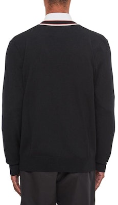 Alexander McQueen Black Stripe V-Neck Cardigan Sweater Casual Long Sleeve 752054Q1XHT1125 Shop Alexander McQueen Black Stripe V-Neck Cardigan Sweater Casual Long Sleeve 752054Q1XHT1125