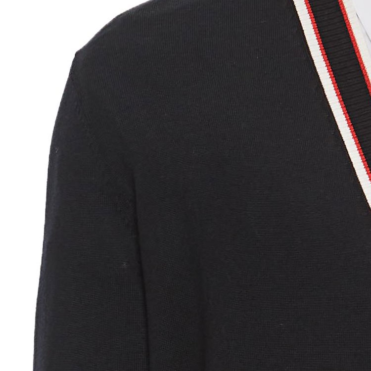 Purchase Alexander McQueen  Black Stripe V-Neck Cardigan Sweater Casual Long Sleeve 752054Q1XHT1125