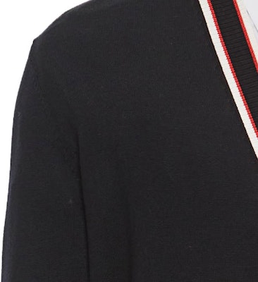 Alexander McQueen Black Stripe V-Neck Cardigan Sweater Casual Long Sleeve 752054Q1XHT1125 Purchase Alexander McQueen Black Stripe V-Neck Cardigan Sweater Casual Long Sleeve 752054Q1XHT1125