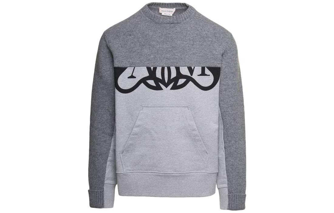 Alexander McQueen  Crewneck Patchwork Long Sleeve Sweatshirt Grey 760763-Q1XIK-1267