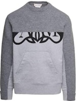 Alexander McQueen Crewneck Patchwork Long Sleeve Sweatshirt Grey 760763-Q1XIK-1267 Alexander McQueen Crewneck Patchwork Long Sleeve Sweatshirt Grey 760763-Q1XIK-1267