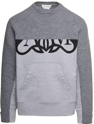 亚历山大麦昆拼接圆领长袖卫衣灰色 760763-Q1XIK-1267 Order 亚历山大麦昆拼接圆领长袖卫衣灰色 760763-Q1XIK-1267