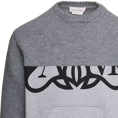 亚历山大麦昆拼接圆领长袖卫衣灰色 760763-Q1XIK-1267 Purchase 亚历山大麦昆拼接圆领长袖卫衣灰色 760763-Q1XIK-1267