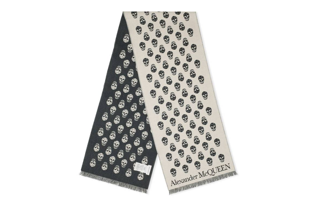 Alexander McQueen  Double-Sided Skull Wool Scarf Black 6244254226Q9960