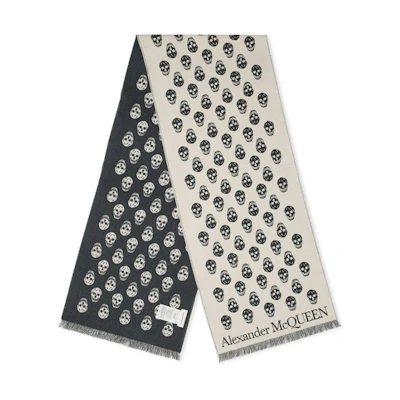 Alexander McQueen Double-Sided Skull Wool Scarf Black 6244254226Q9960