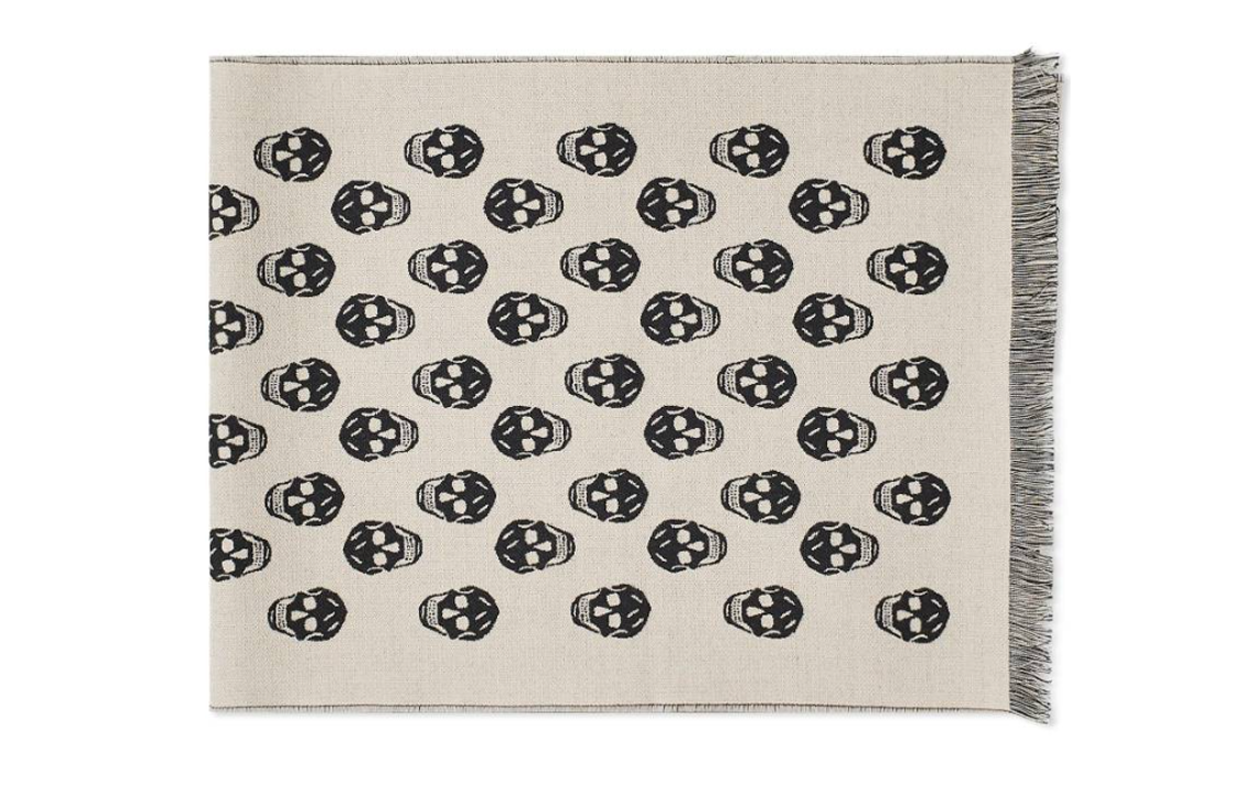 Lookbook アレキサンダーマックイーン 両面スカルウールスカーフ ブラック 6244254226Q9960