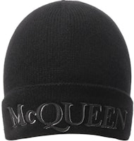 Alexander McQueen Embroidered Knitted Cashmere Beanie Black 663195-4201Q-1078 Alexander McQueen Embroidered Knitted Cashmere Beanie Black 663195-4201Q-1078