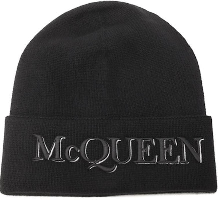 Alexander McQueen 刺繡針織羊絨毛帽 黑色 663195-4201Q-1078 Purchase Alexander McQueen 刺繡針織羊絨毛帽 黑色 663195-4201Q-1078