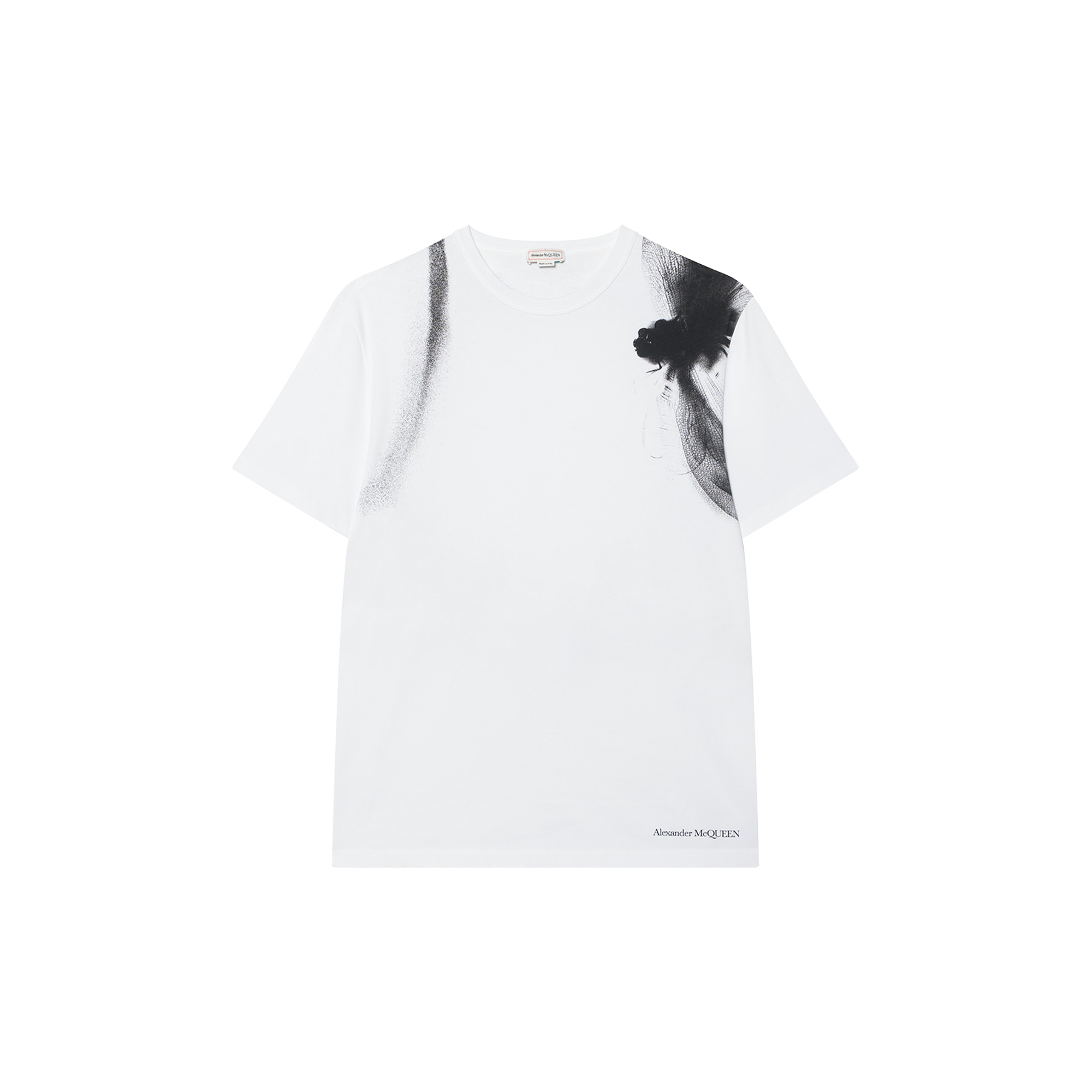 Buy Alexander McQueen  Graphic Print White Crewneck T-Shirt 776346-QTAAK-0909