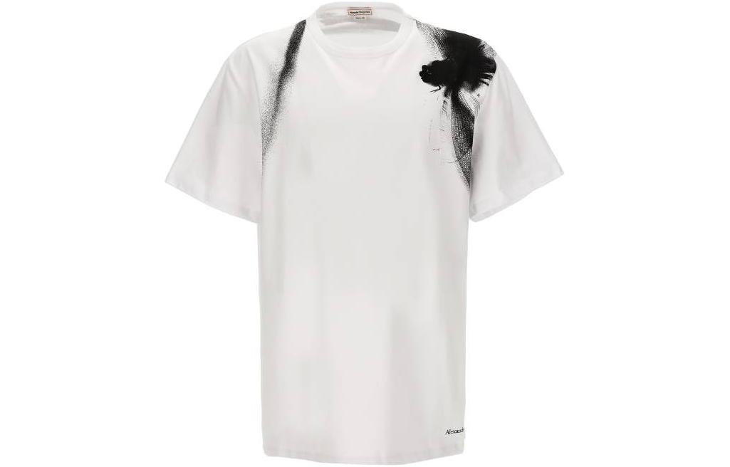 Order Alexander McQueen  Graphic Print White Crewneck T-Shirt 776346-QTAAK-0909