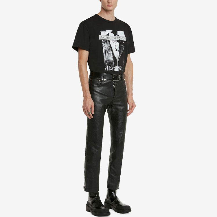 Purchase 亚历山大麦昆 黑色图案印花T恤 735283-QUZ52-0901