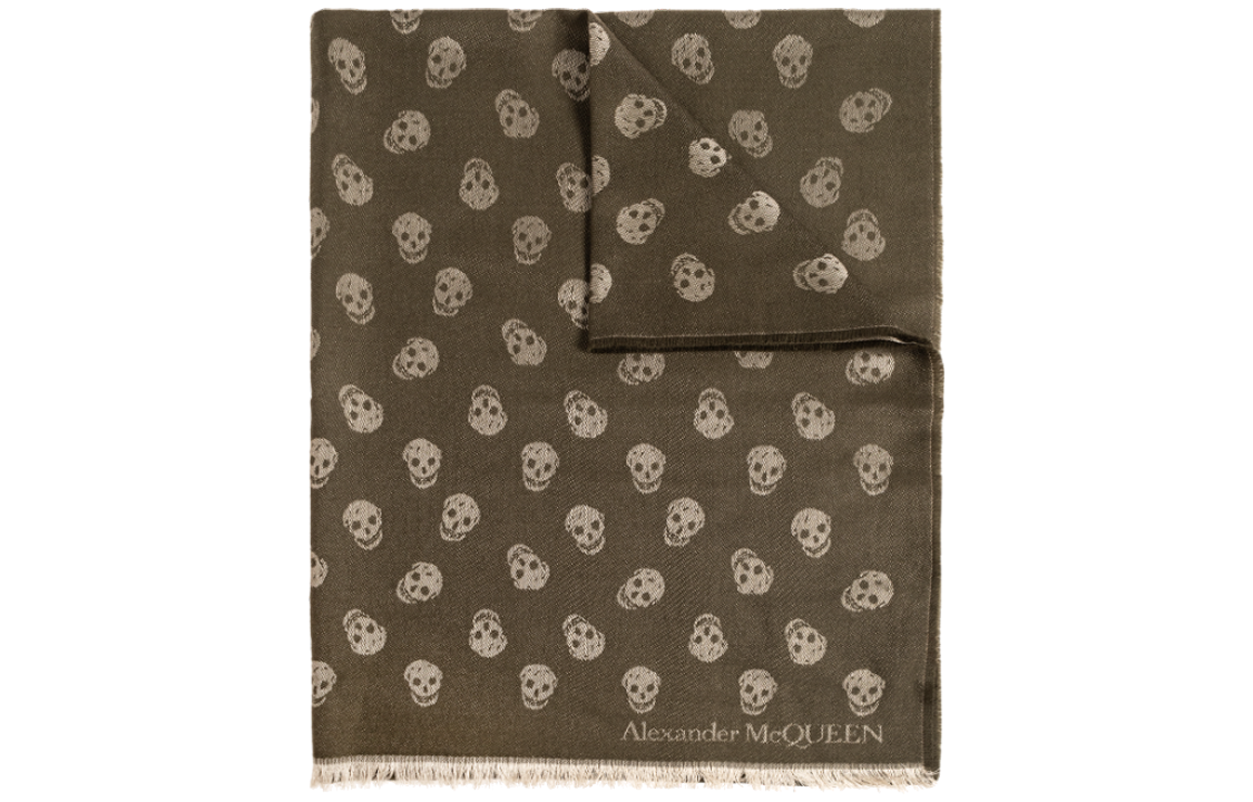 Alexander McQueen  Green Patterned Knit Scarf. 5577054617Q2901