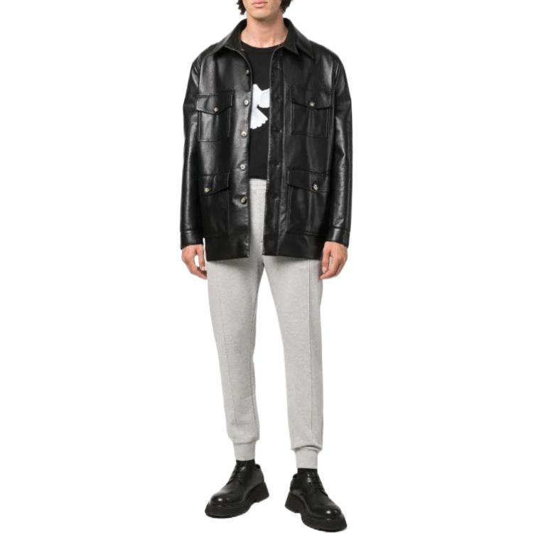 Lookbook 알렉산더 맥퀸 그레이 니트 조거 팬츠, 밴딩 허리 & 백 로고. 701282-QTX43-1401