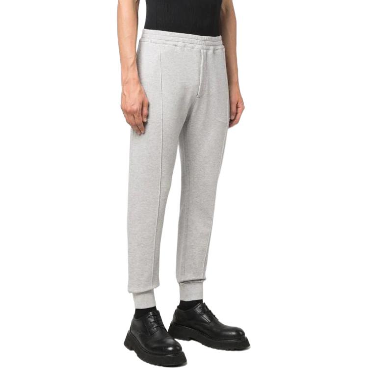 Shop 알렉산더 맥퀸 그레이 니트 조거 팬츠, 밴딩 허리 & 백 로고. 701282-QTX43-1401