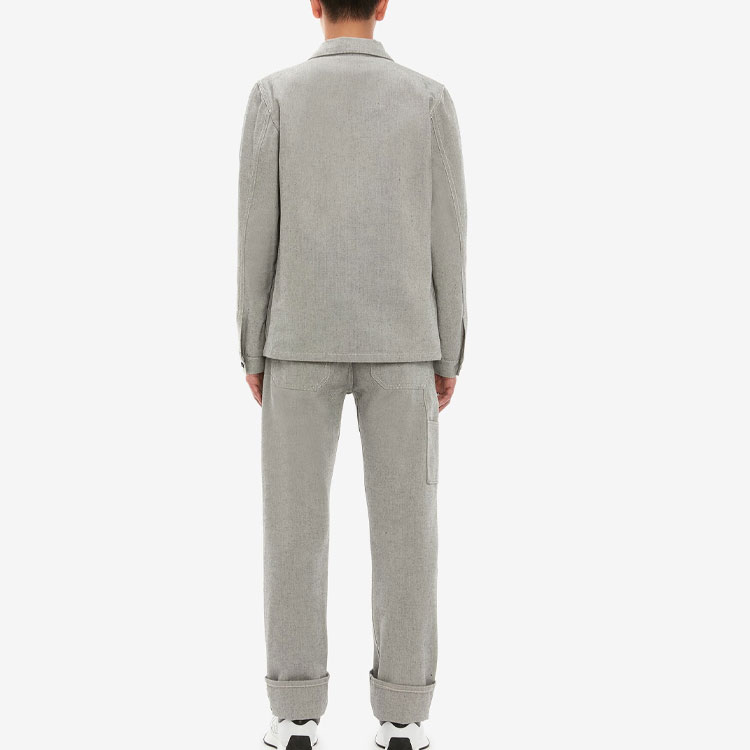 Shop 알렉산더 맥퀸 그레이 솔리드 캔버스 버튼 캐주얼 팬츠 687604QSY541090