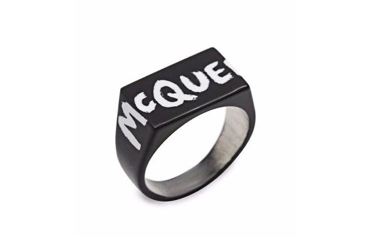 Order Alexander McQueen  Letter Graffiti Ring Black 684639-I11DY-1070