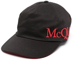 Alexander McQueen Logo Embroidered Black Baseball Cap 6328964105Q1074 Alexander McQueen Logo Embroidered Black Baseball Cap 6328964105Q1074