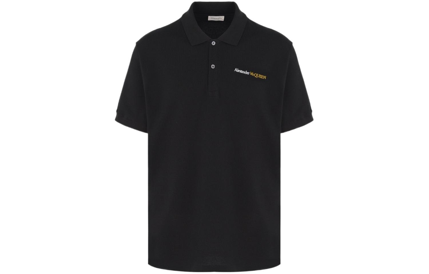 Alexander McQueen  Logo Embroidered Straight-Cut Polo Shirt Black 781998QXAAK-1000