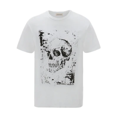 Alexander McQueen Logo Skull Print Crew Neck Short Sleeve T-Shirt 688187-QSZ6A-0900