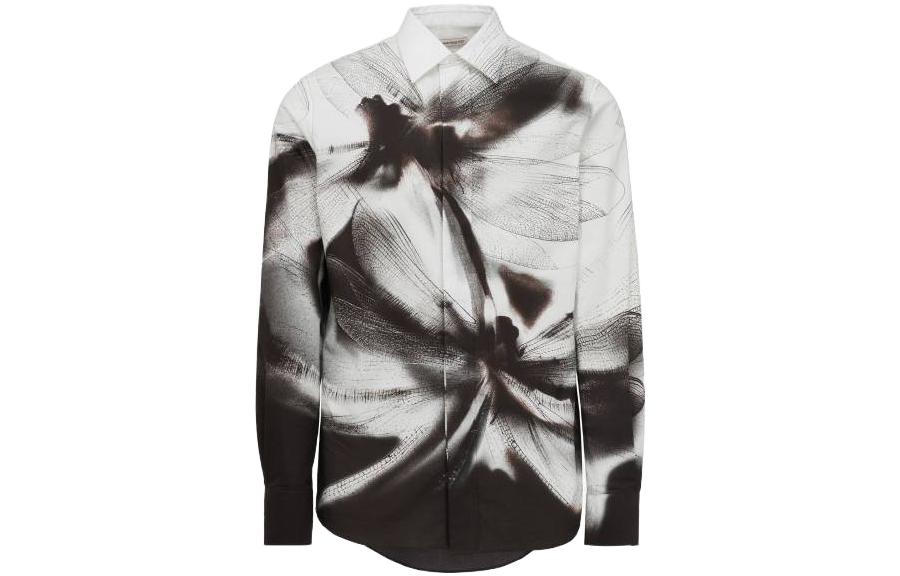 Alexander McQueen  Loose-Fit Printed Long Sleeve Shirt Black/White. 778040-QOAAB-1090