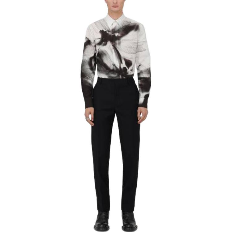 Lookbook Alexander McQueen  Loose-Fit Printed Long Sleeve Shirt Black/White. 778040-QOAAB-1090