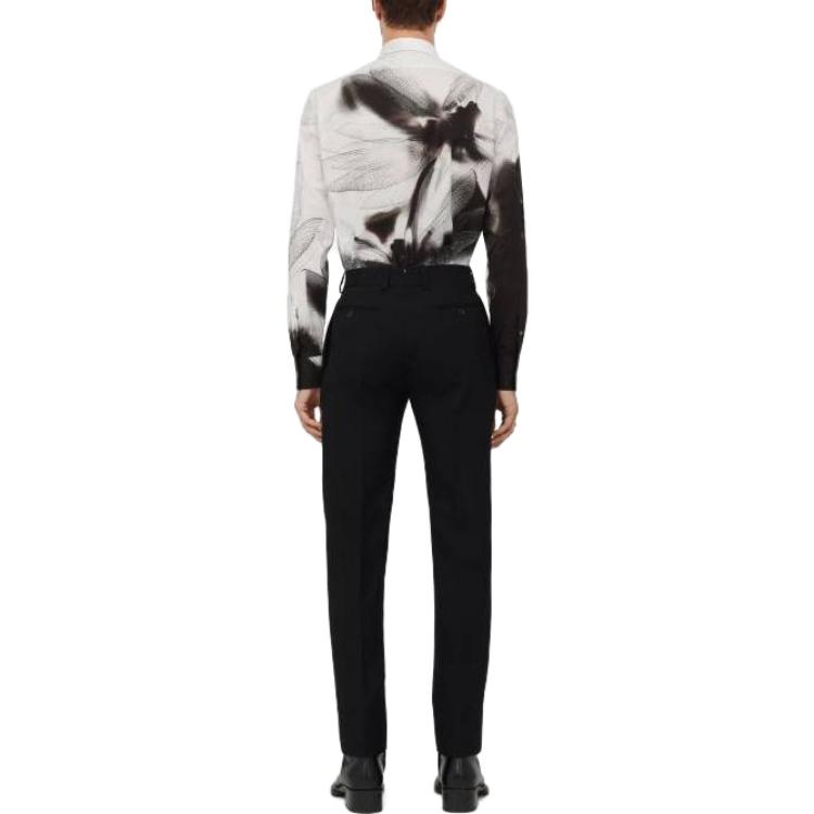 Shop Alexander McQueen  Loose-Fit Printed Long Sleeve Shirt Black/White. 778040-QOAAB-1090