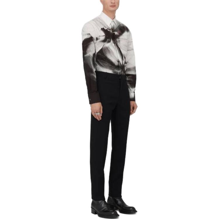 Purchase Alexander McQueen  Loose-Fit Printed Long Sleeve Shirt Black/White. 778040-QOAAB-1090